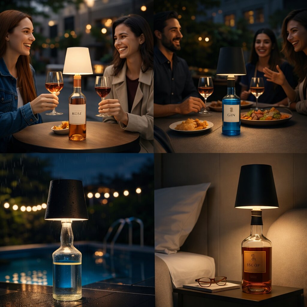 Flaschenlicht | Flasche als Tischlampe | Akku Tischleuchte | Flaschenverschluss | LumiFlasche