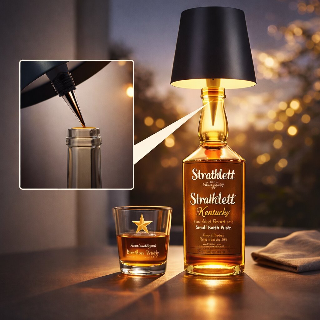 Flaschenlicht | Flasche als Tischlampe | Akku Tischleuchte | Flaschenverschluss | LumiFlasche