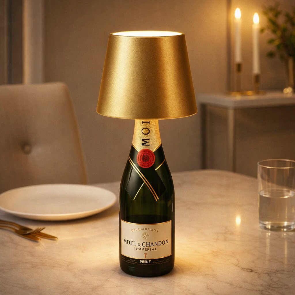 Flaschenlicht | Flasche als Tischlampe | Akku Tischleuchte | Flaschenverschluss | LumiFlasche
