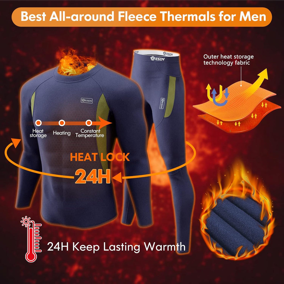 Thermounterwäsche Set Herren Slim Fit Winter Freizeit
