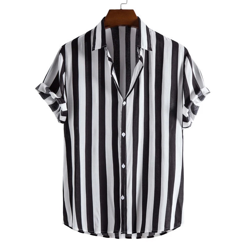 Ansel | Gestreiftes Kurzarmhemd Herren Regular Fit Freizeit Sommer