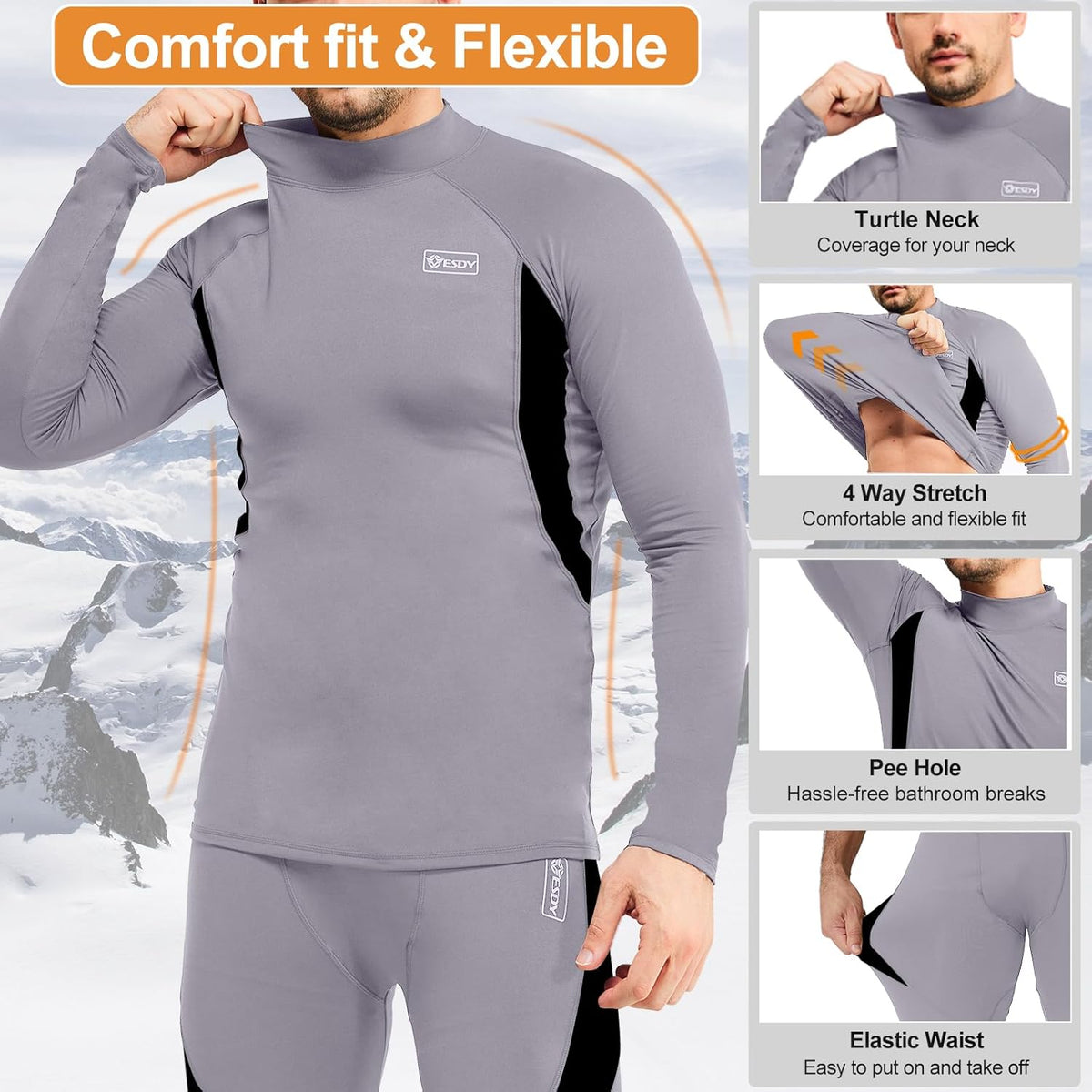 Thermounterwäsche Set Herren Slim Fit Winter Freizeit