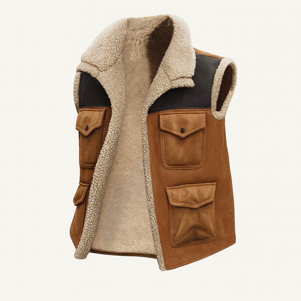 Herren Utility Weste Ärmellos Regular Fit Casual mit Taschen