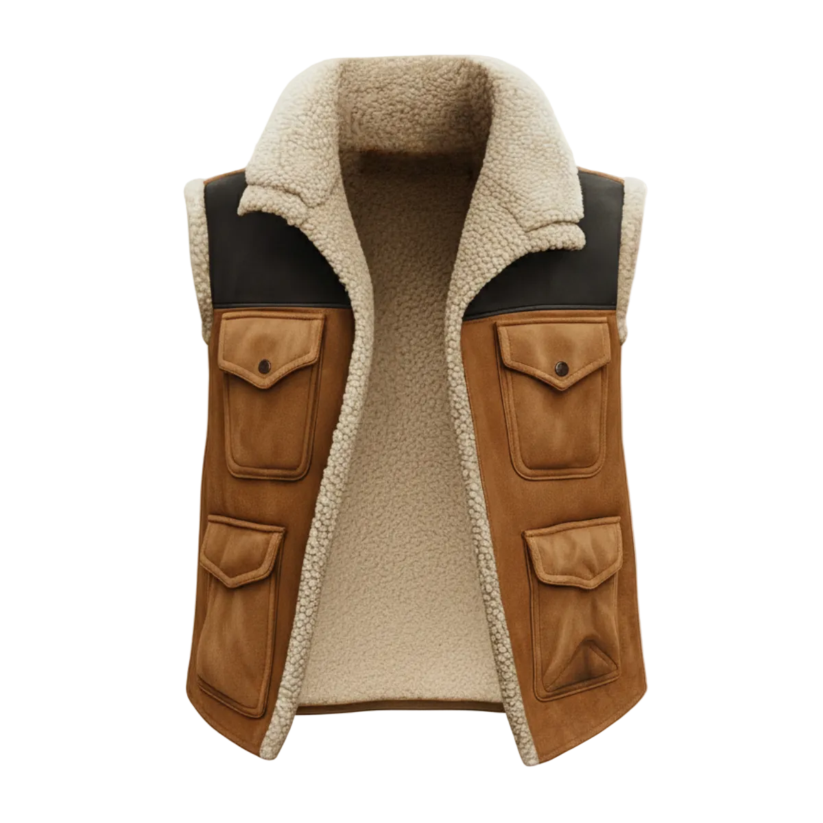 Herren Utility Weste Ärmellos Regular Fit Casual mit Taschen