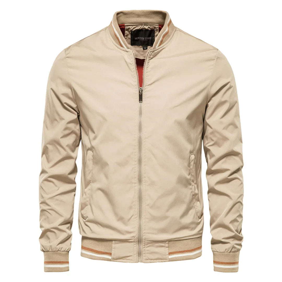 Herren Bomberjacke Regular Fit Casual mit Reißverschluss und Rippbündchen