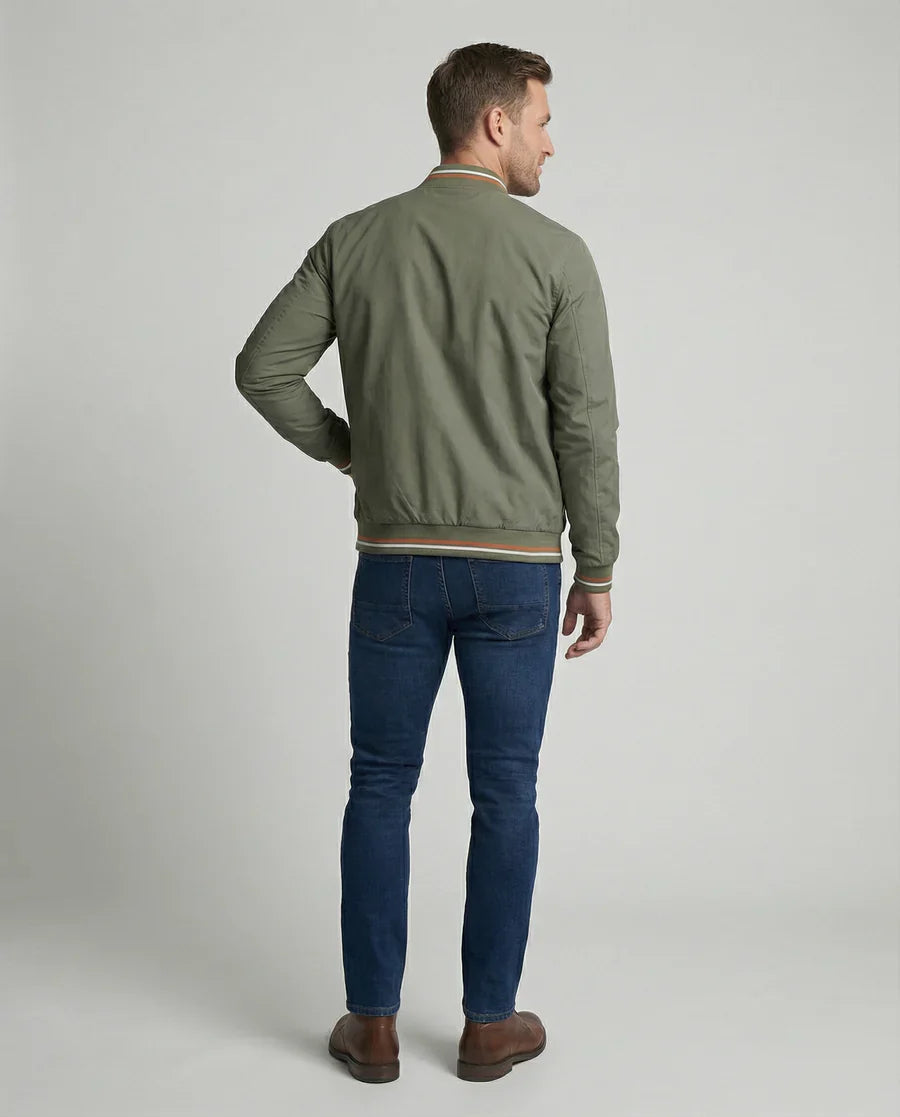 Herren Bomberjacke Regular Fit Casual mit Reißverschluss und Rippbündchen