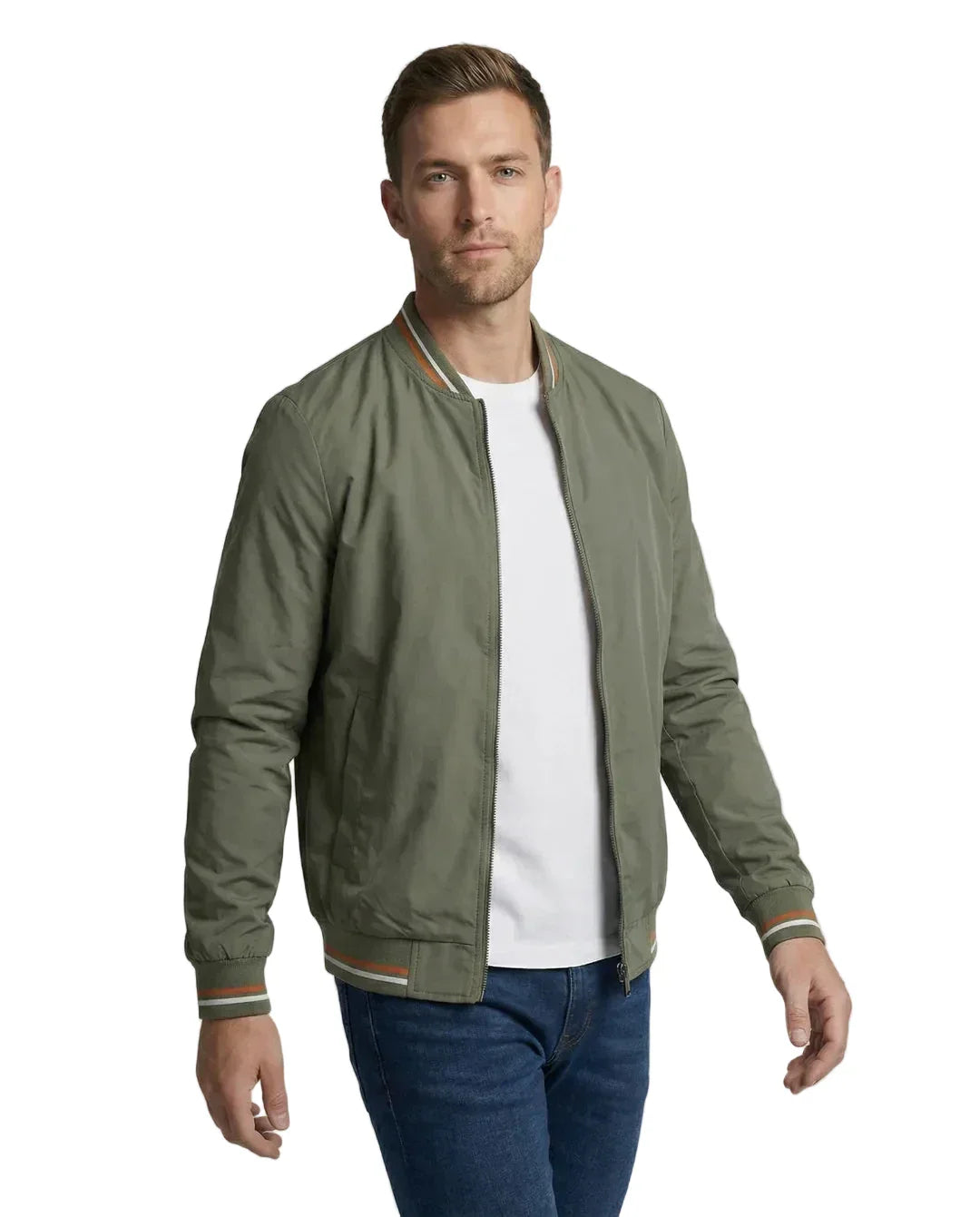 Herren Bomberjacke Regular Fit Casual mit Reißverschluss und Rippbündchen