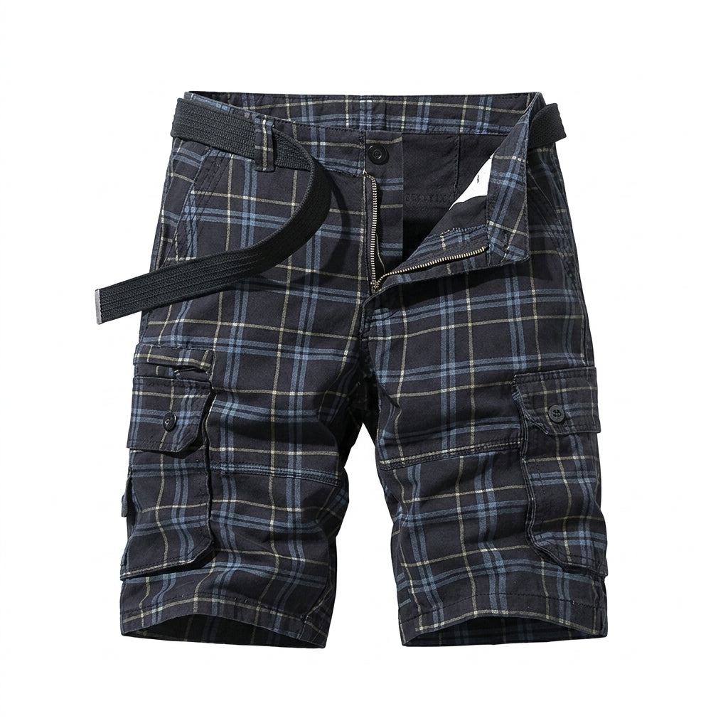 Derek | Herren Cargo Shorts Regular Fit mit Karomuster und Beintaschen Freizeit