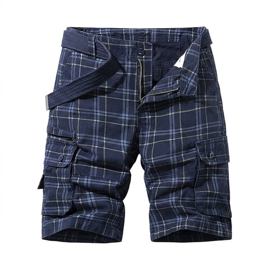 Derek | Herren Cargo Shorts Regular Fit mit Karomuster und Beintaschen Freizeit