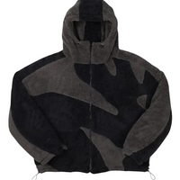 Herren Fleecejacke Regular Fit Freizeit mit Kapuze und Musterpanelen