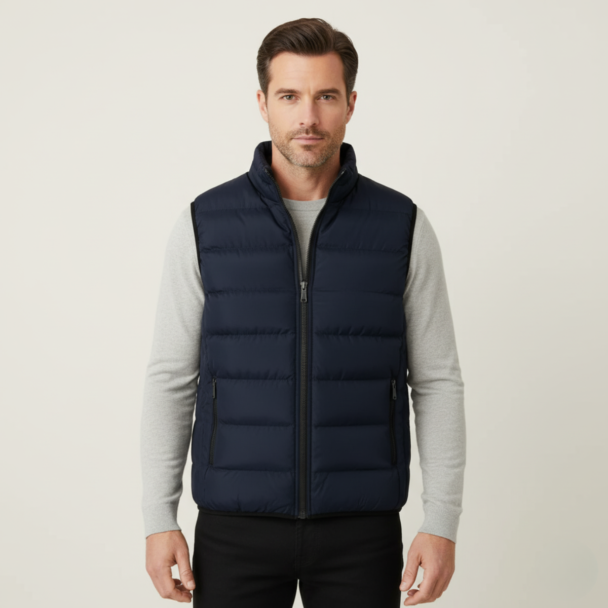 Herren Gesteppte Weste Regular Fit Freizeit mit Stehkragen und Reißverschluss