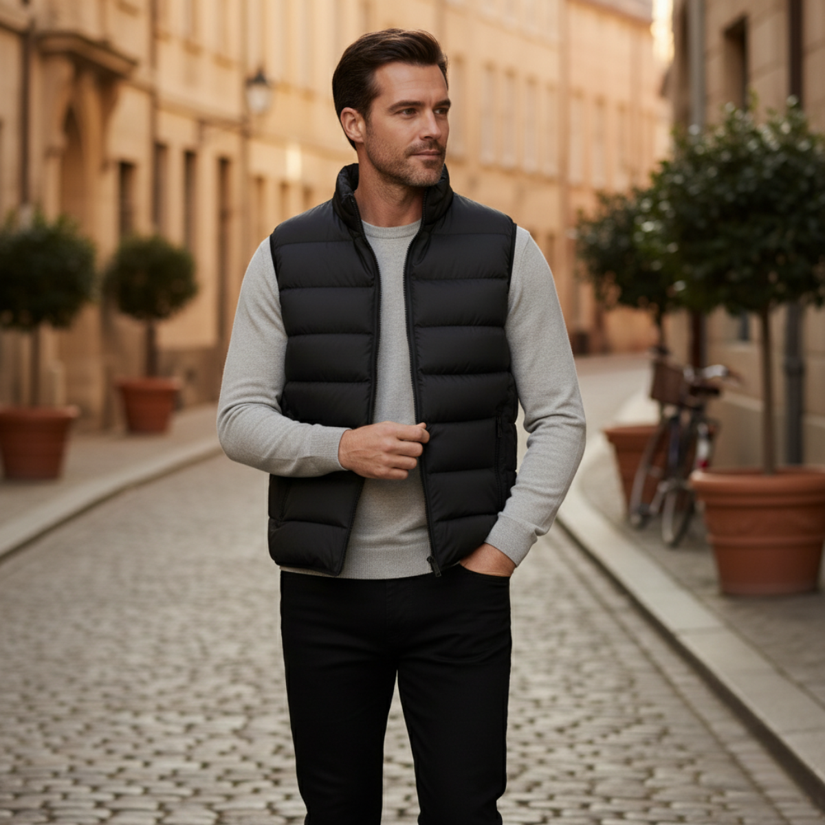 Herren Gesteppte Weste Regular Fit Freizeit mit Stehkragen und Reißverschluss