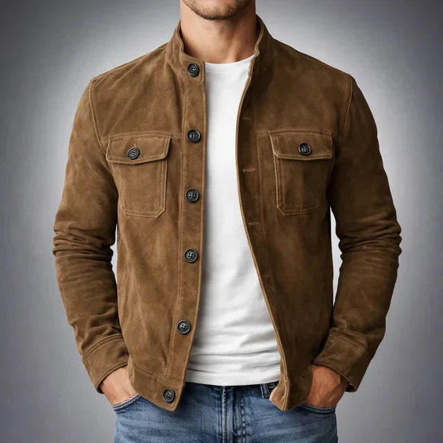 Herren Jacke Regular Fit Casual mit Stehkragen und Brusttaschen