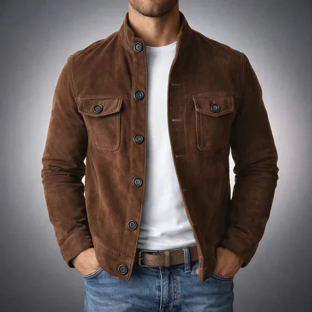 Herren Jacke Regular Fit Casual mit Stehkragen und Brusttaschen