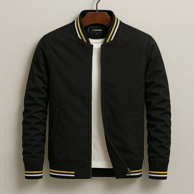 Herren Jacke Regular Fit Freizeit mit Rippkragen und Streifen