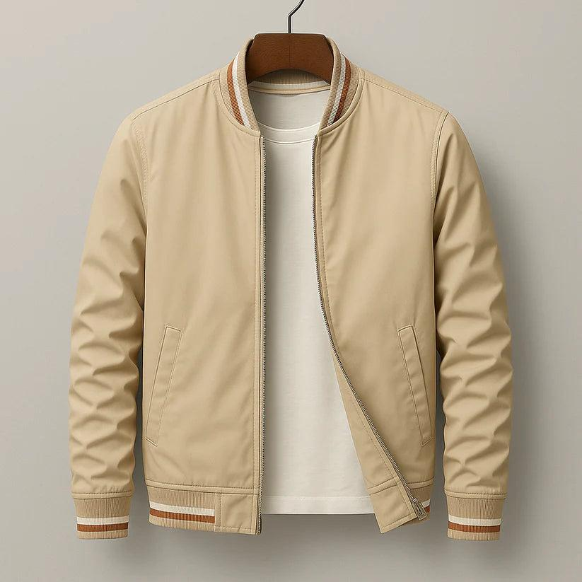 Herren Jacke Regular Fit Freizeit mit Rippkragen und Streifen