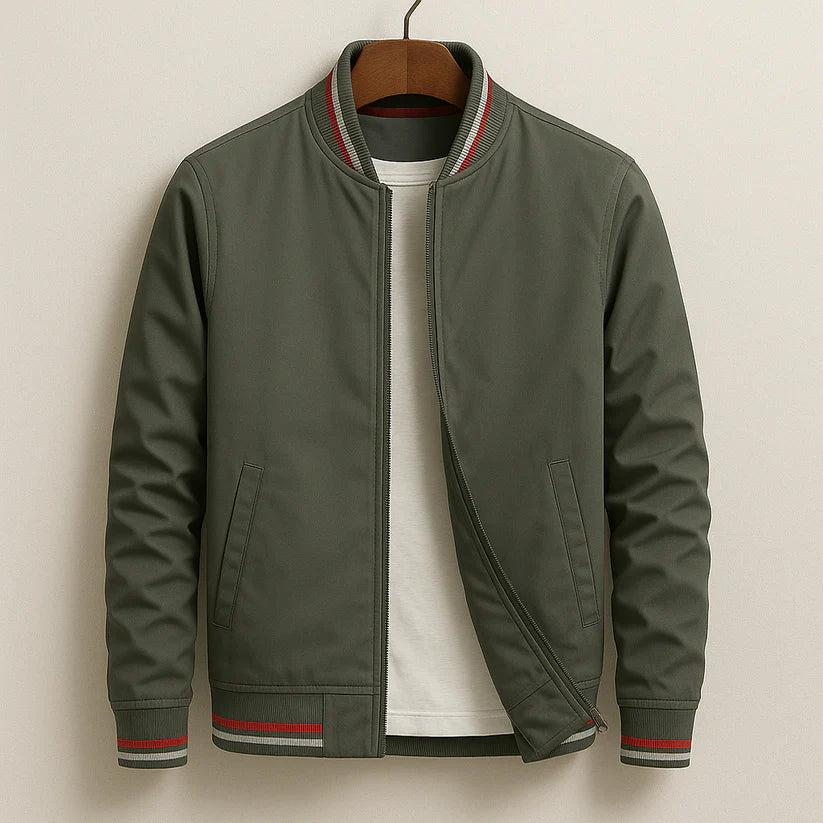 Herren Jacke Regular Fit Freizeit mit Rippkragen und Streifen