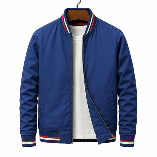 Herren Jacke Regular Fit Freizeit mit Rippkragen und Streifen