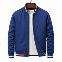 Herren Jacke Regular Fit Freizeit mit Rippkragen und Streifen