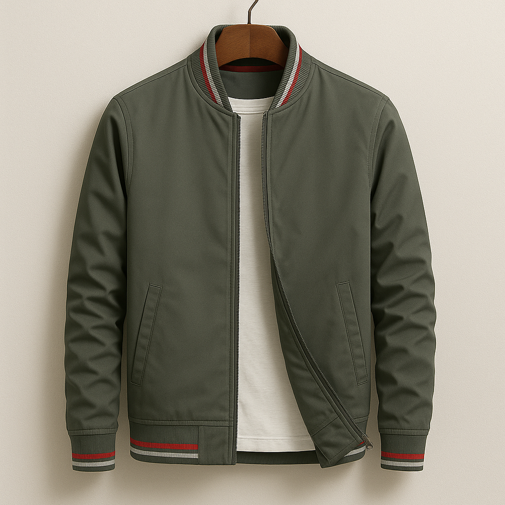 Herren Jacke Regular Fit Freizeit mit Stehkragen und Reißverschluss