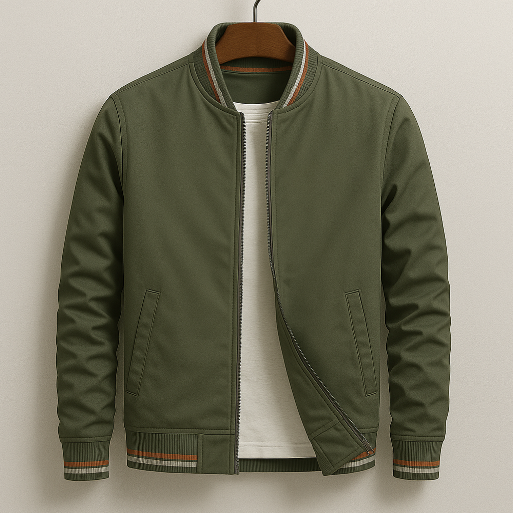 Herren Jacke Regular Fit Freizeit mit Stehkragen und Reißverschluss