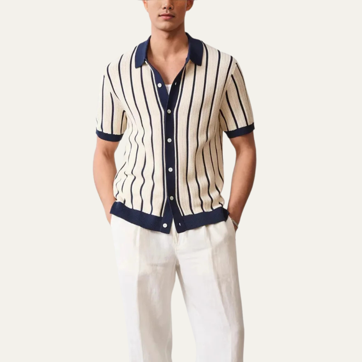 Rami | Herren Kurzarmhemd Regular Fit Freizeit mit Streifenmuster