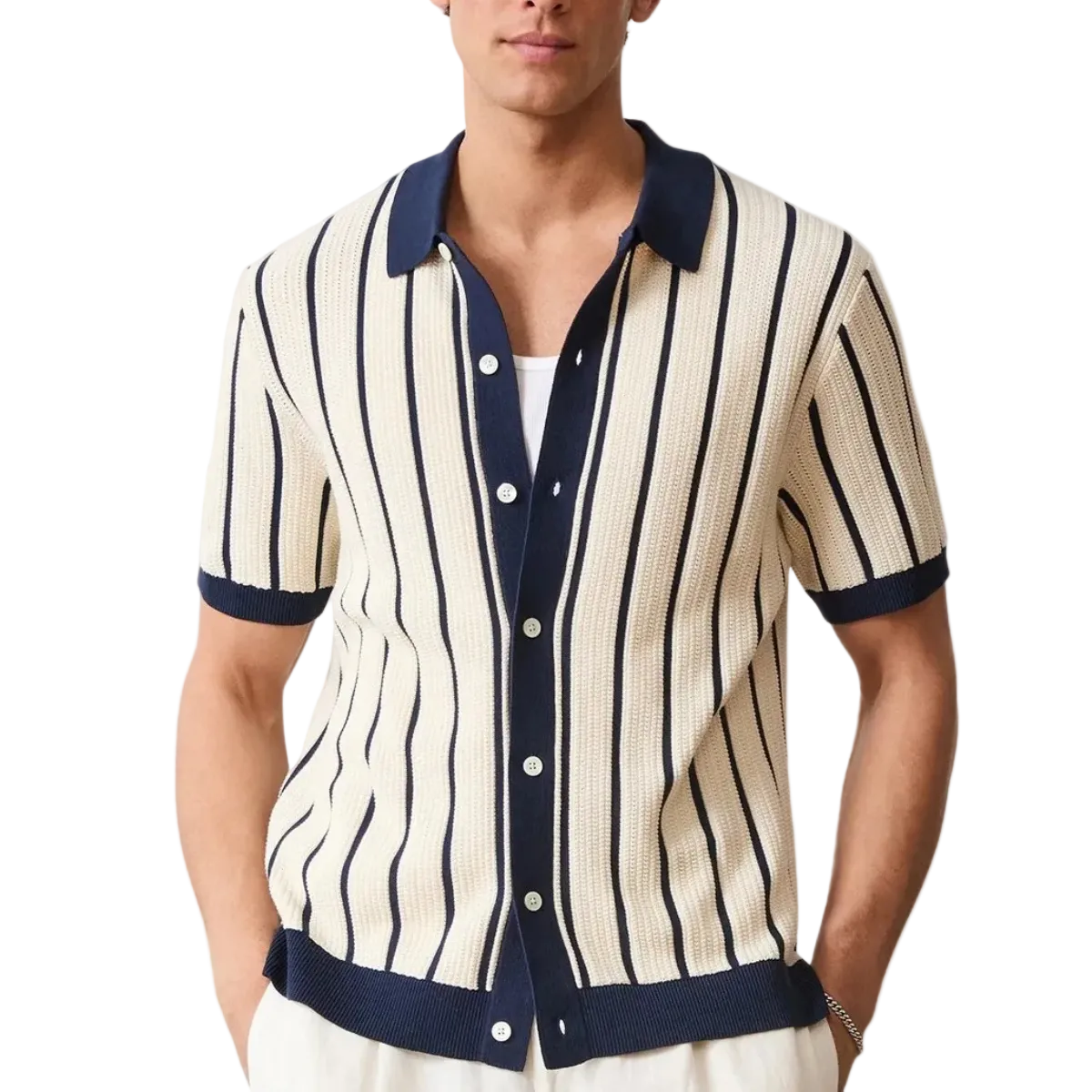 Rami | Herren Kurzarmhemd Regular Fit Freizeit mit Streifenmuster