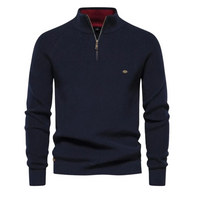 Herren Pullover Regular Fit Freizeit Stehkragen mit Halb-Reißverschluss