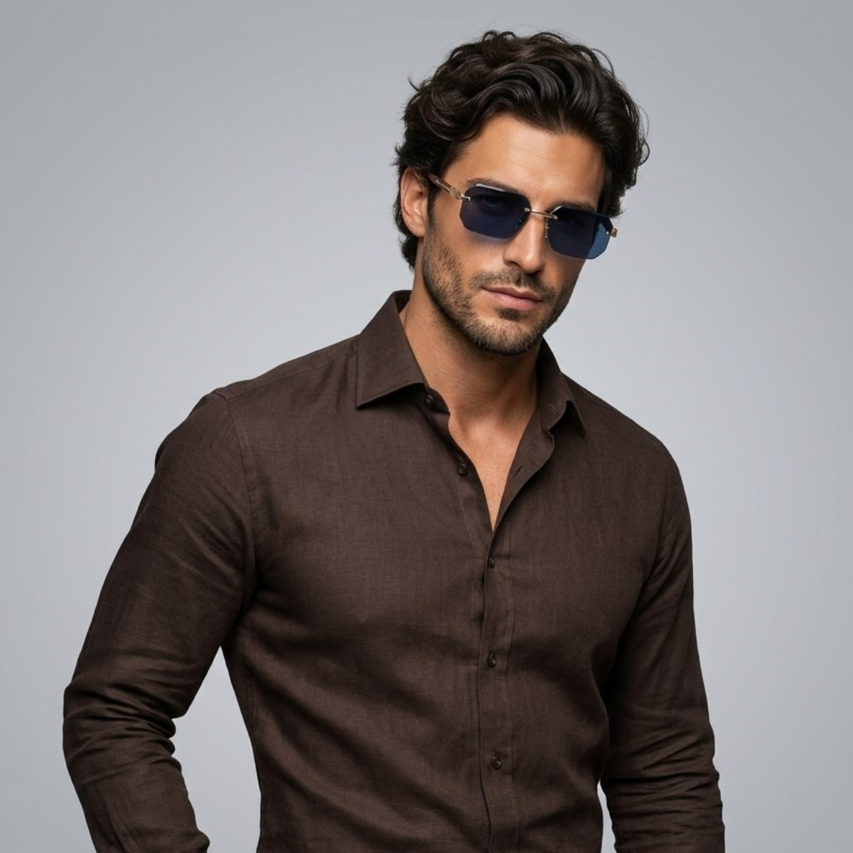 Herren Sonnenbrille geometrisch randlos Freizeit Sommer