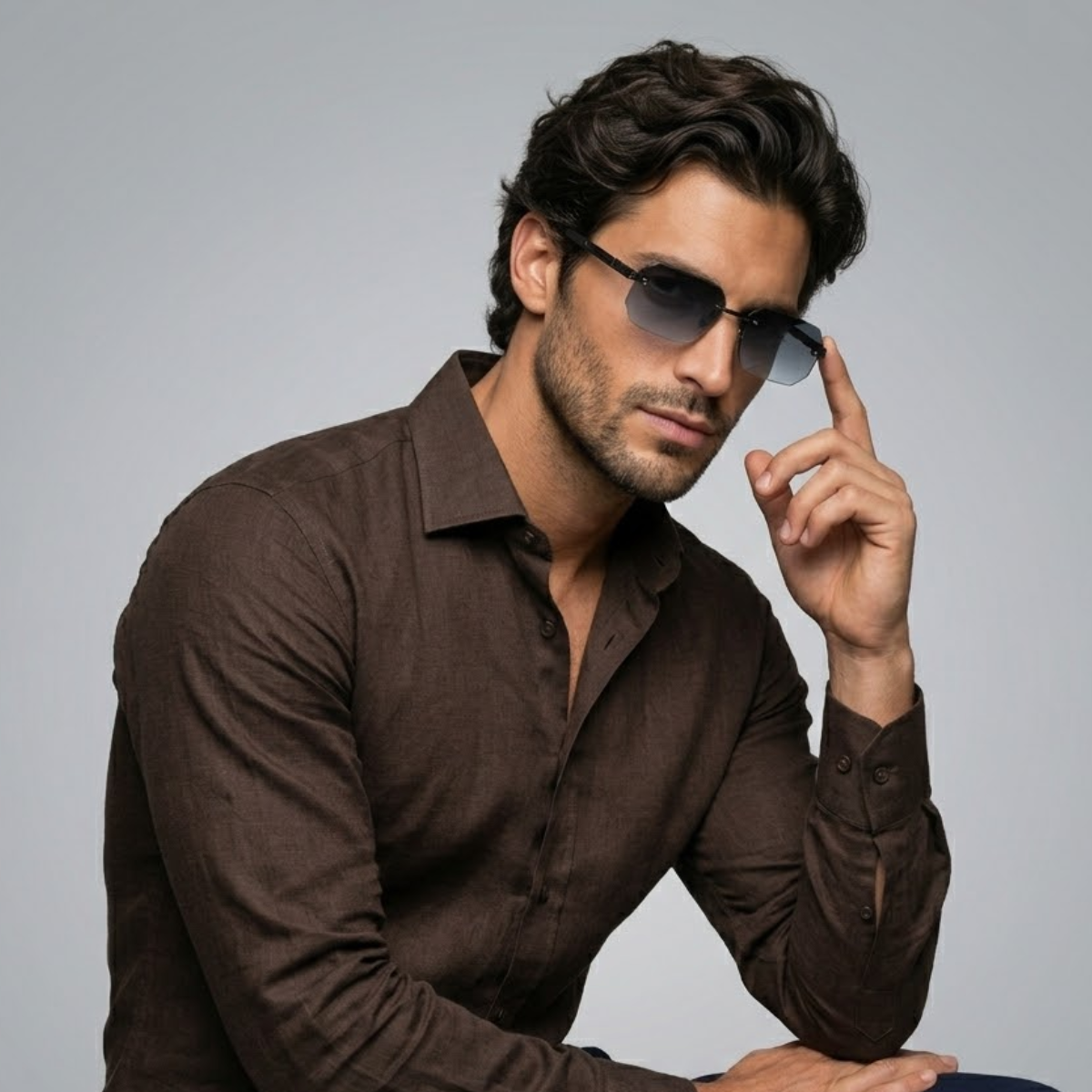 Herren Sonnenbrille geometrisch randlos Freizeit Sommer