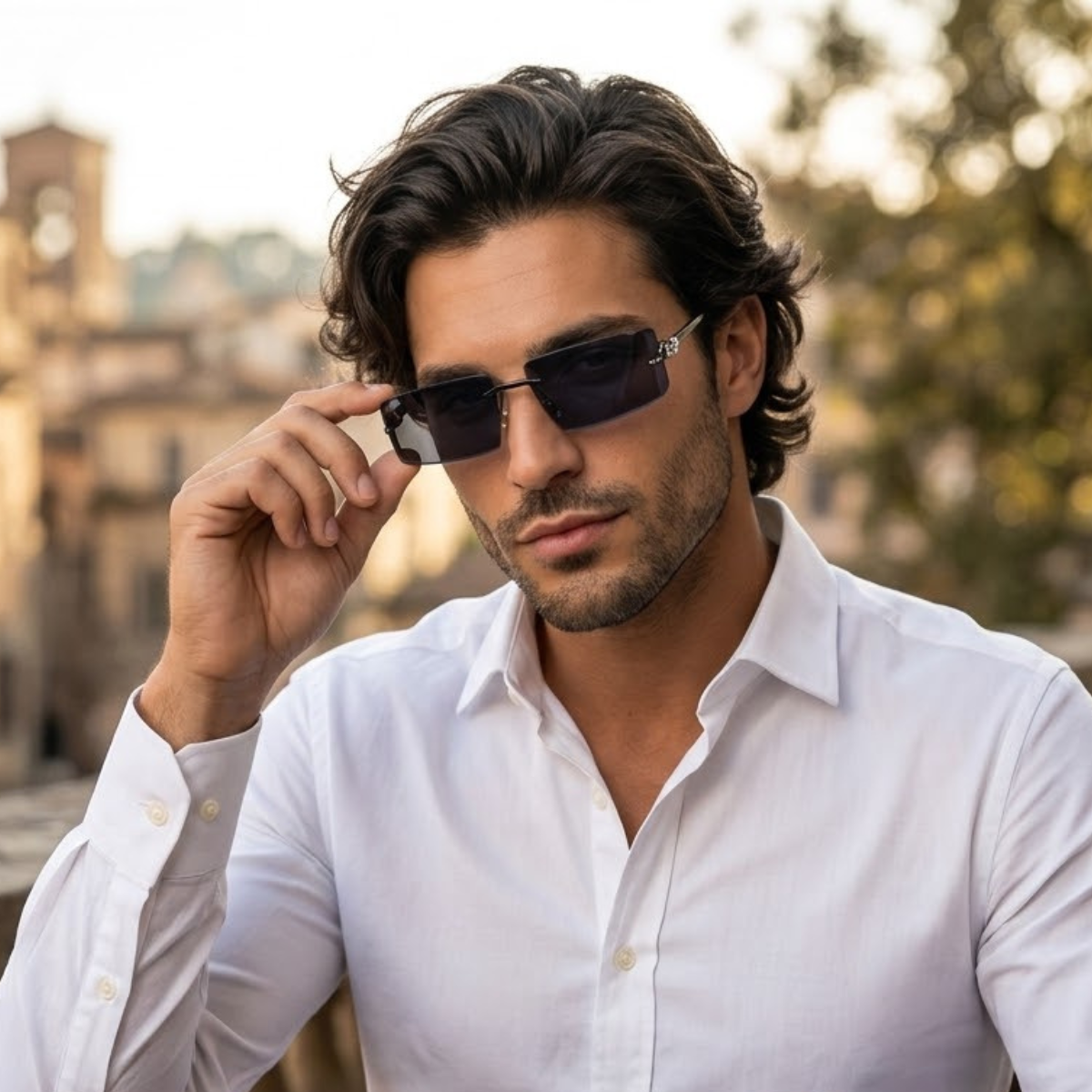 Herren Sonnenbrille rechteckig verstellbar Freizeit