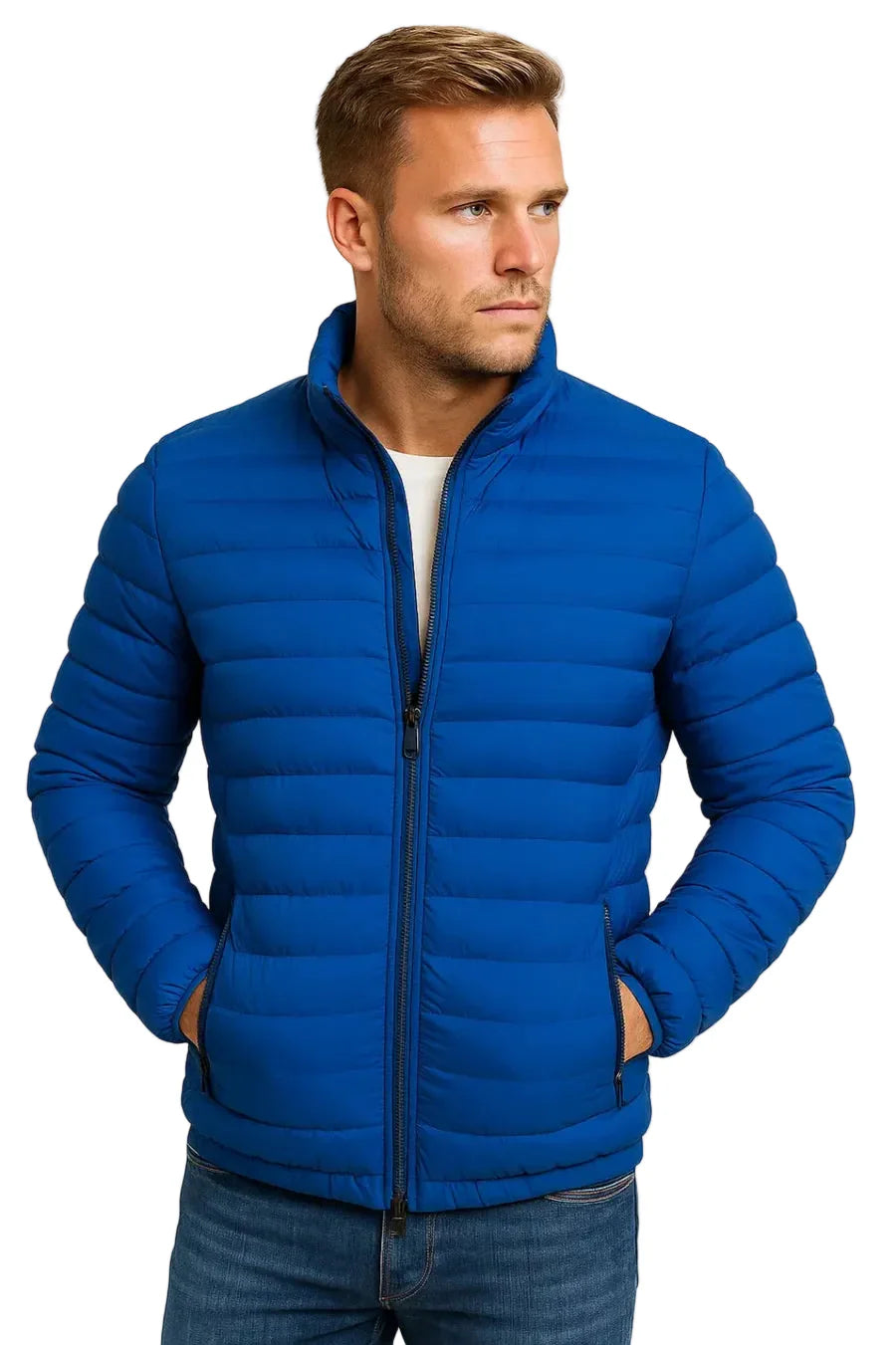 Herren Steppjacke Regular Fit Freizeit mit Stehkragen und Reißverschluss