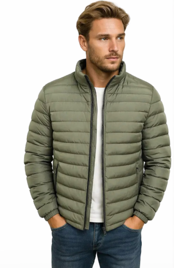 Herren Steppjacke Regular Fit Freizeit mit Stehkragen und Reißverschluss