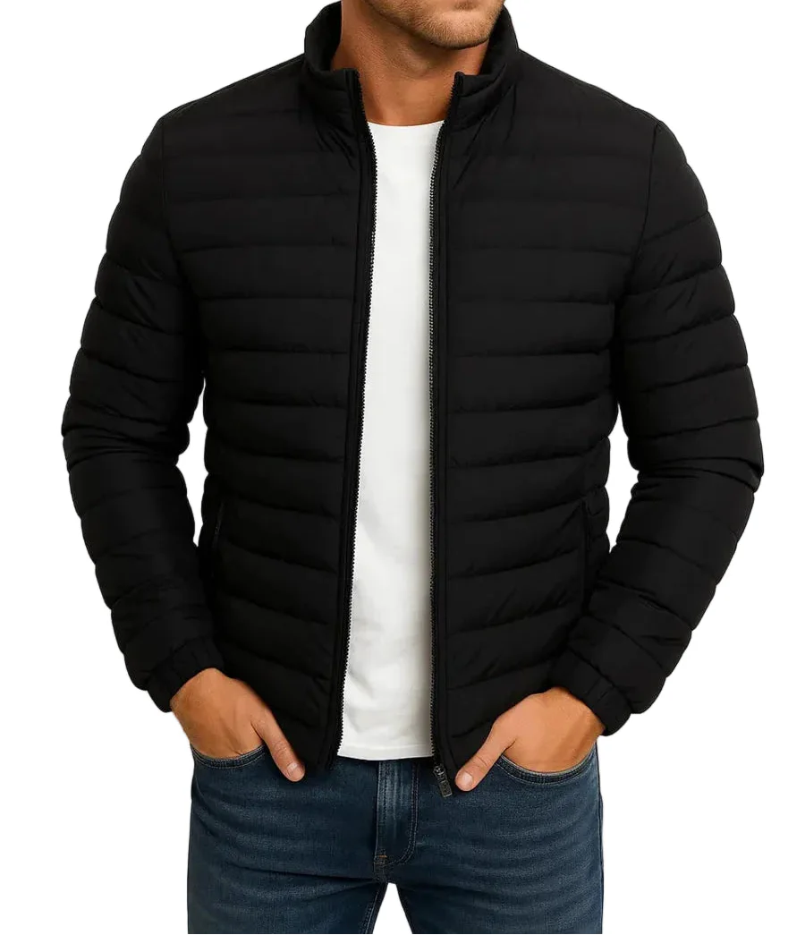 Herren Steppjacke Regular Fit Freizeit mit Stehkragen und Reißverschluss