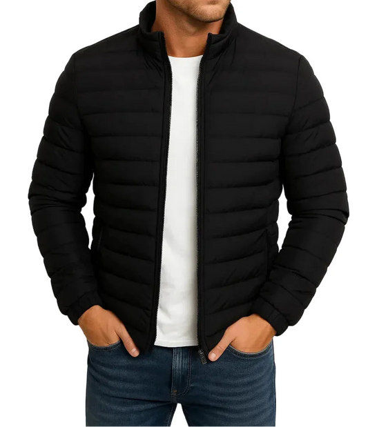 Herren Steppjacke Regular Fit Freizeit mit Stehkragen und Reißverschluss