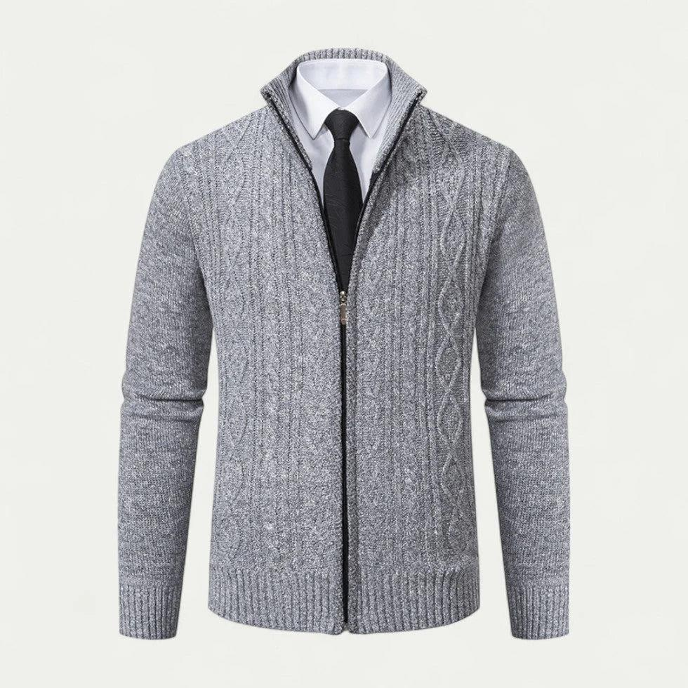 Herren Strickcardigan Regular Fit Freizeit mit Reißverschluss und Stehkragen