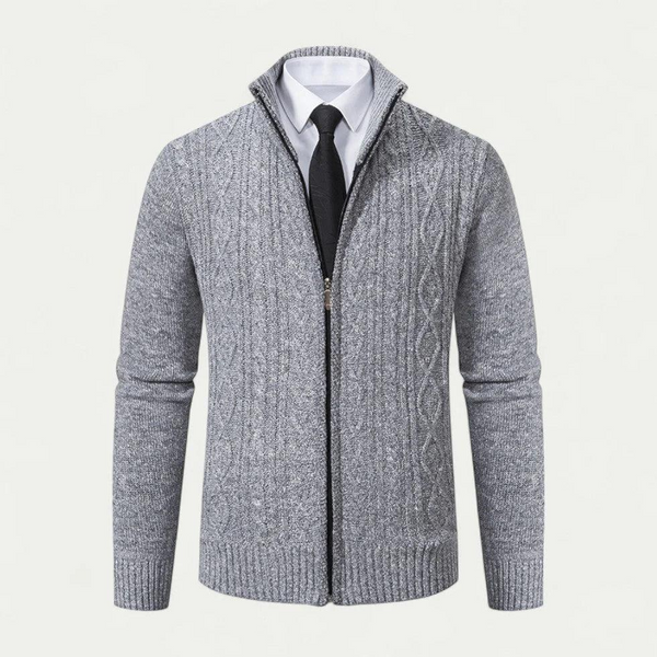 Herren Strickcardigan Regular Fit Freizeit mit Reißverschluss und Stehkragen