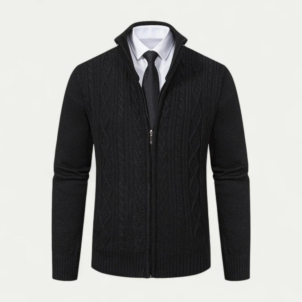 Herren Strickcardigan Regular Fit Freizeit mit Reißverschluss und Stehkragen