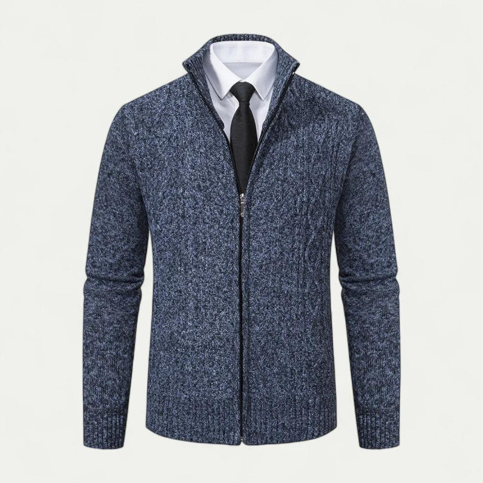 Herren Strickcardigan Regular Fit Freizeit mit Reißverschluss und Stehkragen