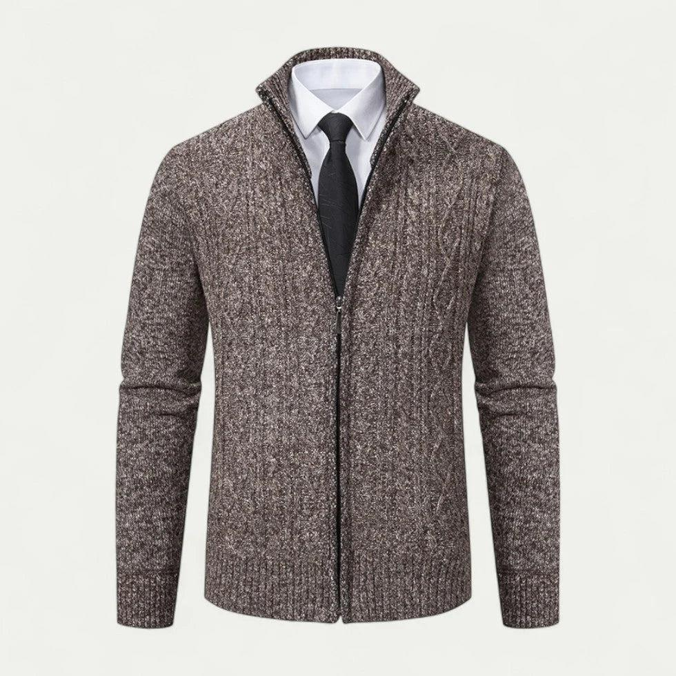 Herren Strickcardigan Regular Fit Freizeit mit Reißverschluss und Stehkragen