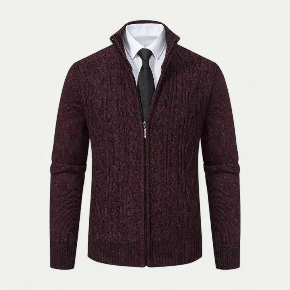 Herren Strickcardigan Regular Fit Freizeit mit Reißverschluss und Stehkragen