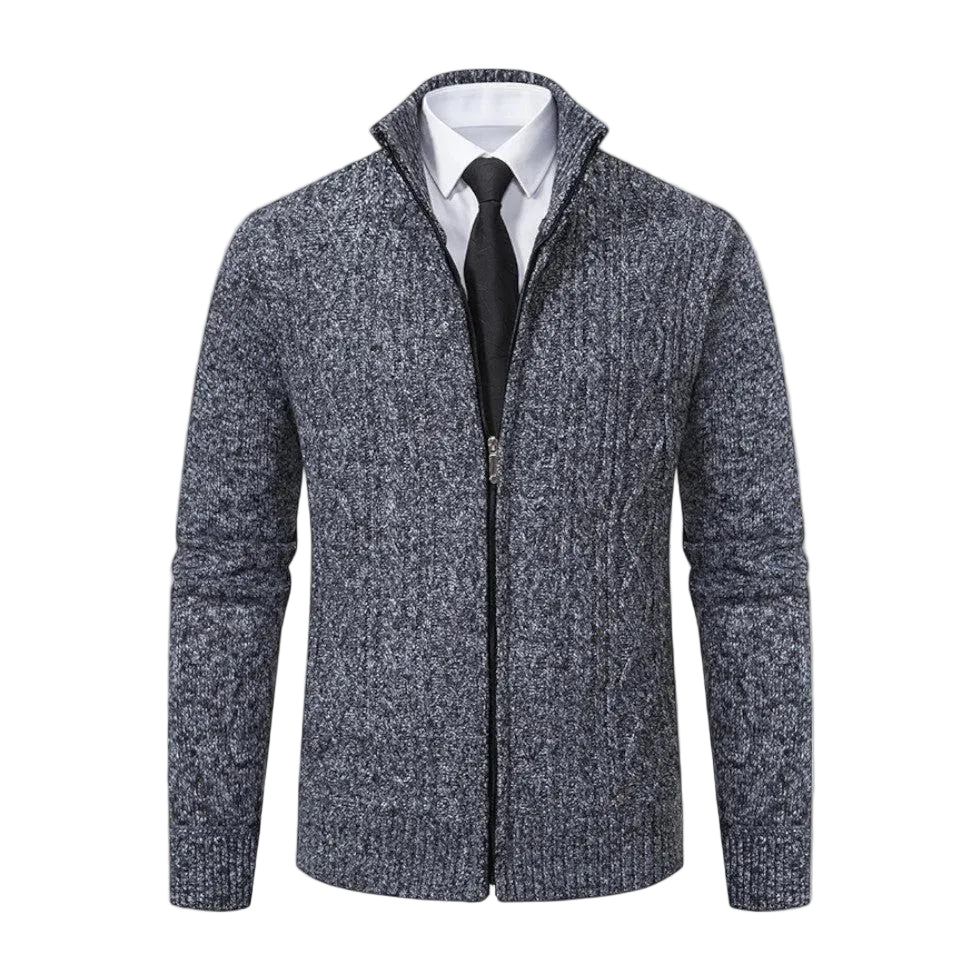Herren Strickcardigan Regular Fit Freizeit mit Reißverschluss und Stehkragen