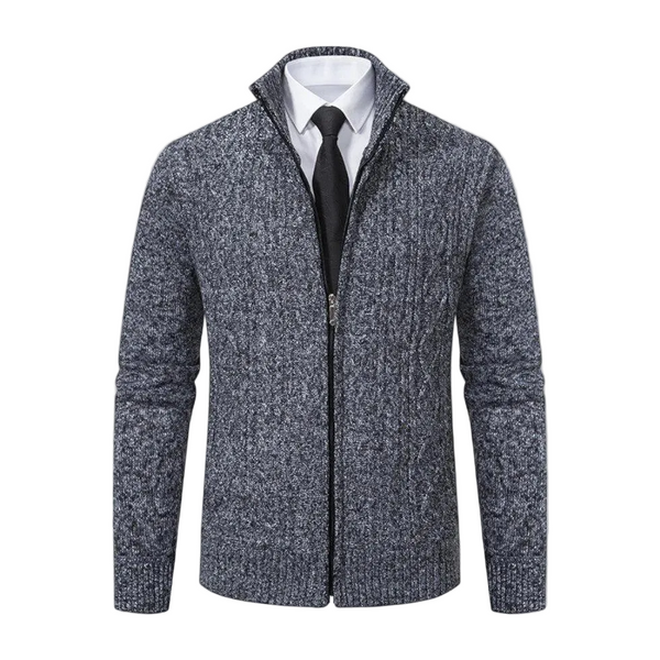Herren Strickcardigan Regular Fit Freizeit mit Reißverschluss und Stehkragen
