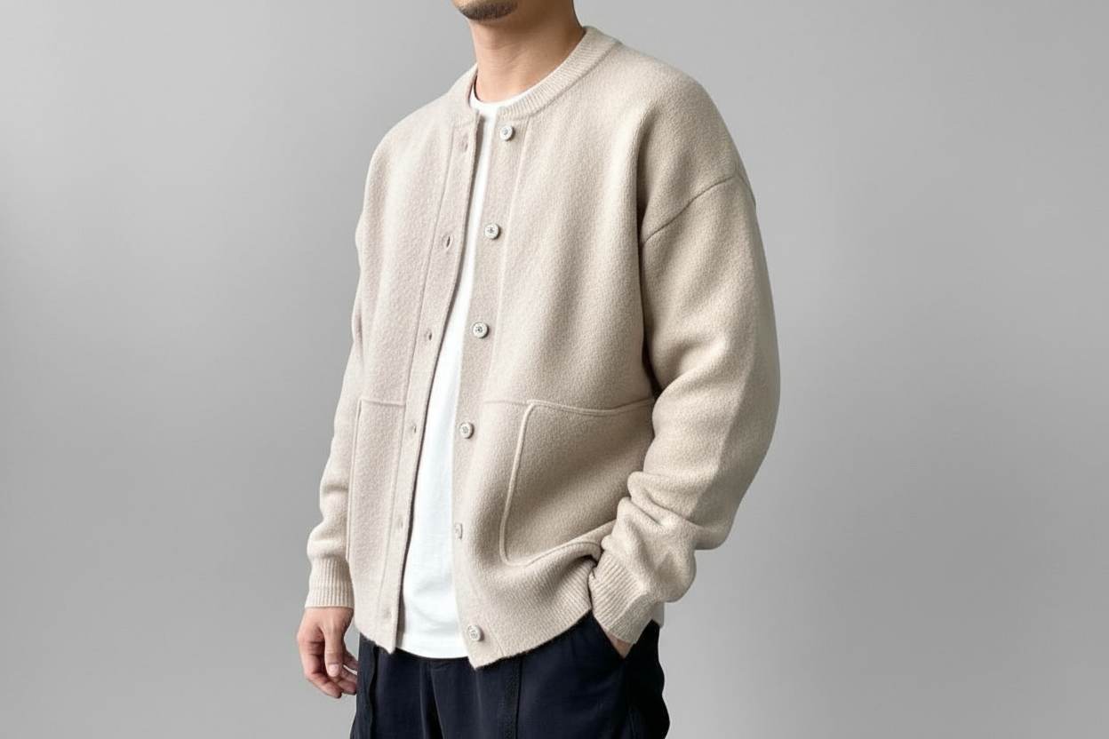 Herren Strickjacke Regular Fit Freizeit mit Knopfleiste und Rundhalsausschnitt