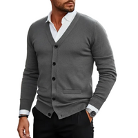 Herren Strickjacke Regular Fit Casual mit V-Ausschnitt und Knopfleiste