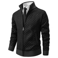 Herren Strickjacke Regular Fit Freizeit mit Reißverschluss und Stehkragen