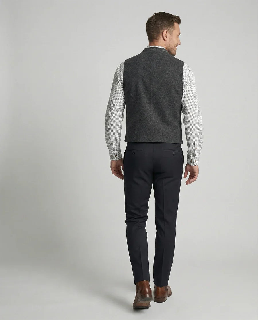 Herrenweste Regular Fit mit Stehkragen und Knopfleiste Freizeit