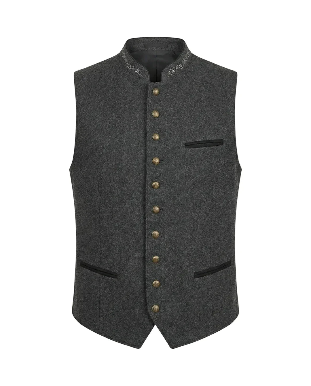 Herrenweste Regular Fit mit Stehkragen und Knopfleiste Freizeit