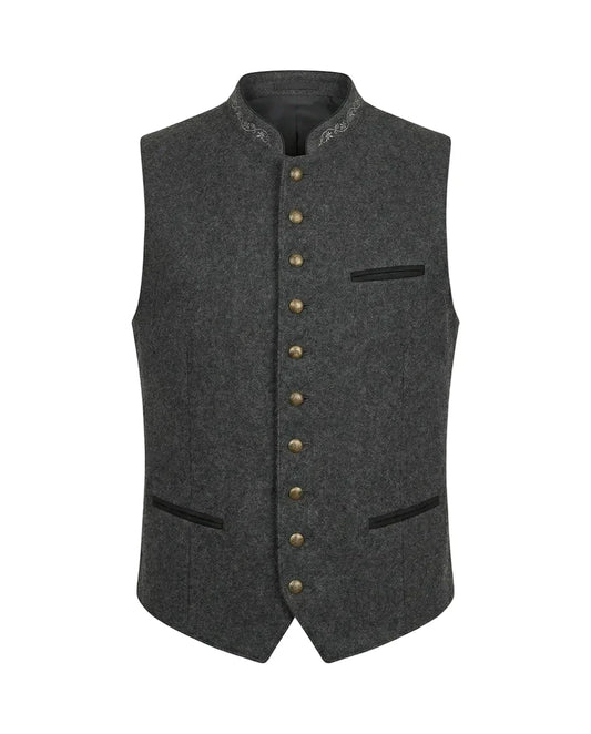 Herrenweste Regular Fit mit Stehkragen und Knopfleiste Freizeit