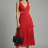 Damen Midikleid Plissiert Tailliert Elegant Freizeit & Abend